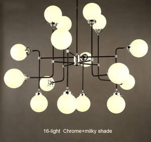Molecule Chandelier Marie Antonette 16 Globe Heads Milky Finish Globe Lamp shade 