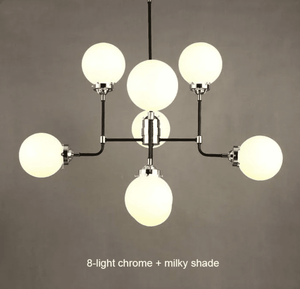 Molecule Chandelier Marie Antonette 8 Globe Heads Milky Finish Globe Lamp shade 