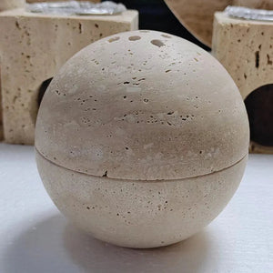 Natural Travertine Stone Sphere Incense Burner | Mubkhar Incense Burner incense burner home decor Shop Marie Antonette 
