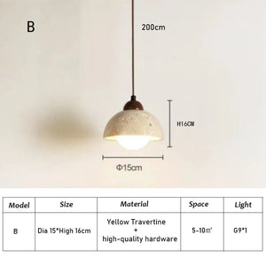 Japandi style Travertine Pendant | Japanese Retro Lighting pendant light Shop Marie Antonette B-dia 15cm (5.91"inches) Cold White 