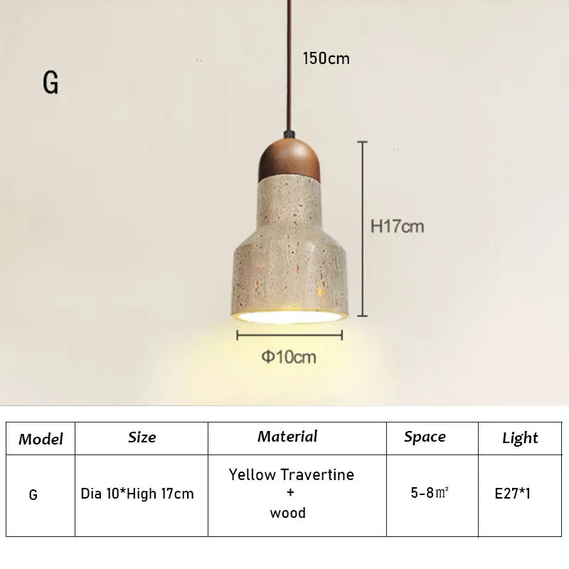 Japandi style Travertine Pendant | Japanese Retro Lighting pendant light Shop Marie Antonette G-dia 10cm (3.94"inches) Cold White 