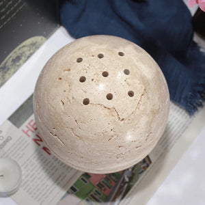 Natural Travertine Stone Sphere Incense Burner | Mubkhar Incense Burner incense burner home decor Shop Marie Antonette 