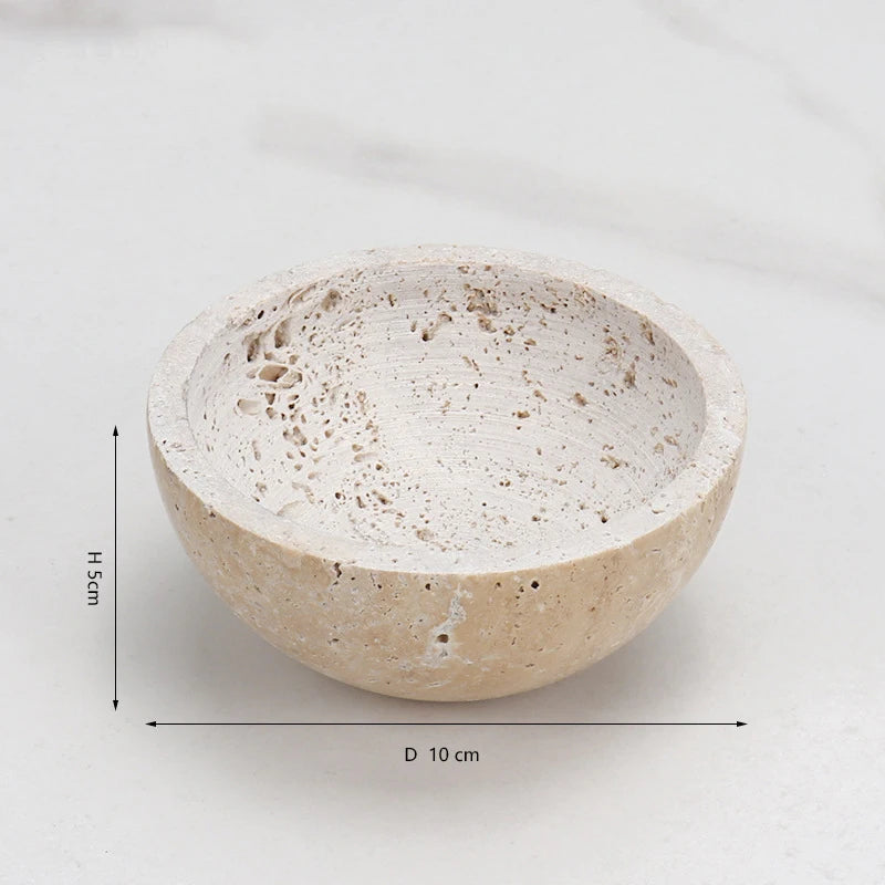 Natural Travertine Stone Sphere Incense Burner | Mubkhar Incense Burner incense burner home decor Shop Marie Antonette Beige(Half) 