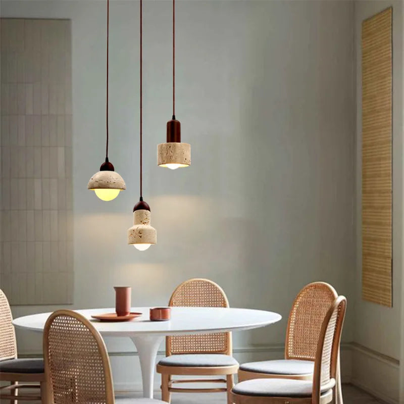 Japandi style Travertine Pendant | Japanese Retro Lighting pendant light Shop Marie Antonette 