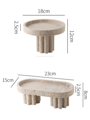 Natural Travertine Marble Serving Tray with Legs - Multipurpose Decorative Stone Vanity Luxury Marble Serving Tray with Legs, Decorative Travertine Dish for Coffee Table Decor, Stone Vanity Tray for Perfume Candles Marie Antonette 