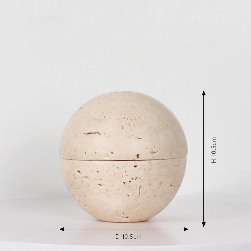 Natural Travertine Stone Sphere Incense Burner | Mubkhar Incense Burner incense burner home decor Shop Marie Antonette Beige 