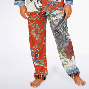 Japanese Pajama Design Bijutsu Sekai (1893-1896) by Watanabe Seite and Japanese girls by Ide Tama River (1847) by Utagawa Kuniyoshi Men's Satin Pajamas - AOP Subliminator 