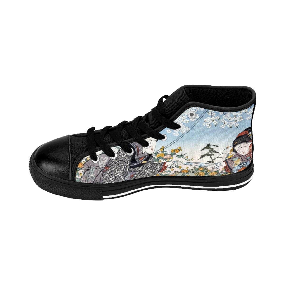 Japenese Women by the River by Ide Tama River Sneakers Design Shoes Printify 