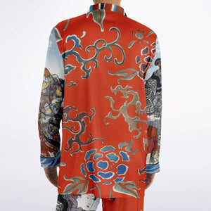 Japanese Pajama Design Bijutsu Sekai (1893-1896) by Watanabe Seite and Japanese girls by Ide Tama River (1847) by Utagawa Kuniyoshi Men's Satin Pajamas - AOP Subliminator 