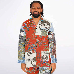 Japanese Pajama Design Bijutsu Sekai (1893-1896) by Watanabe Seite and Japanese girls by Ide Tama River (1847) by Utagawa Kuniyoshi Men's Satin Pajamas - AOP Subliminator 