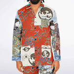 Japanese Pajama Design Bijutsu Sekai (1893-1896) by Watanabe Seite and Japanese girls by Ide Tama River (1847) by Utagawa Kuniyoshi Men's Satin Pajamas - AOP Subliminator 