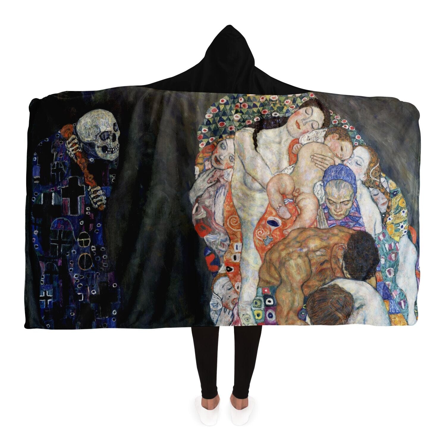 Gustav Klimt's Death and Life Hooded Blanket (1910-1915) Hooded Blanket - AOP Subliminator Adult Premium Sherpa 
