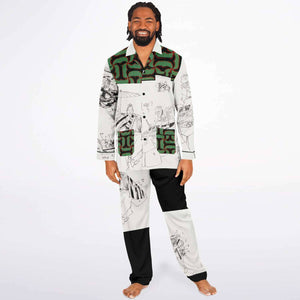 Japanese Pajama Inspired from Japanese dance-drama Men's Satin Pajamas - AOP Subliminator 