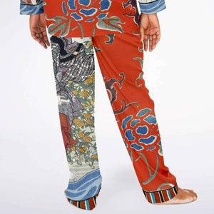 Japanese Pajama Design Bijutsu Sekai (1893-1896) by Watanabe Seite and Japanese girls by Ide Tama River (1847) by Utagawa Kuniyoshi Men's Satin Pajamas - AOP Subliminator 