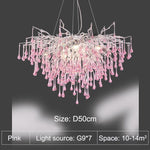 Droplets Crystal Luxuriant Chandelier and Flush mount Style Marie Antonette Pink-Diameter 19.69"in or (50cm) 