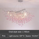 Droplets Crystal Luxuriant Chandelier and Flush mount Style Marie Antonette Pink Length 55.11"in or (140cm) 