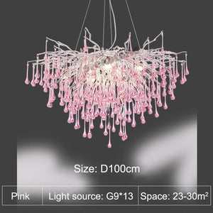 Droplets Crystal Luxuriant Chandelier and Flush mount Style Marie Antonette Pink-Diameter 39.37"in or (100cm) 