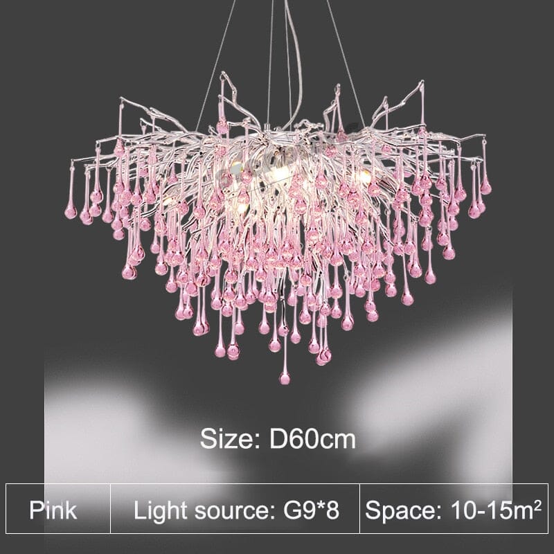Droplets Crystal Luxuriant Chandelier and Flush mount Style Marie Antonette Pink-Diameter 23.62"in or (60cm) 