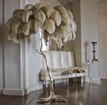 Hollywood Regency Brass Ostrich Feather Lamp floorlamp Marie Antonette Sand Large Large W150cm H190cm 