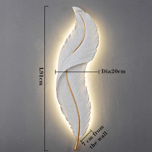 Feather Wall Light Modern LED ( White and Purple) Marie Antonette White 35.83"inches (91cm) Warm White (2700-3500K) 