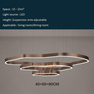 Terra Modern LED Chandelier Industrial Style Ring Marie Antonette 3 layer - 40 60 80cm Dimmable 