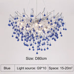 Droplets Crystal Luxuriant Chandelier and Flush mount Style Marie Antonette Blue Crystal 31.50"in or (80cm) 