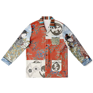 Japanese Pajama Design Bijutsu Sekai (1893-1896) by Watanabe Seite and Japanese girls by Ide Tama River (1847) by Utagawa Kuniyoshi Men's Satin Pajamas - AOP Subliminator 