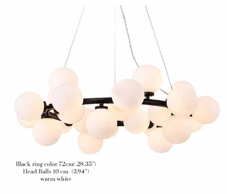 Globe Cluster Chandelier Marie Antonette Black and Warm White 