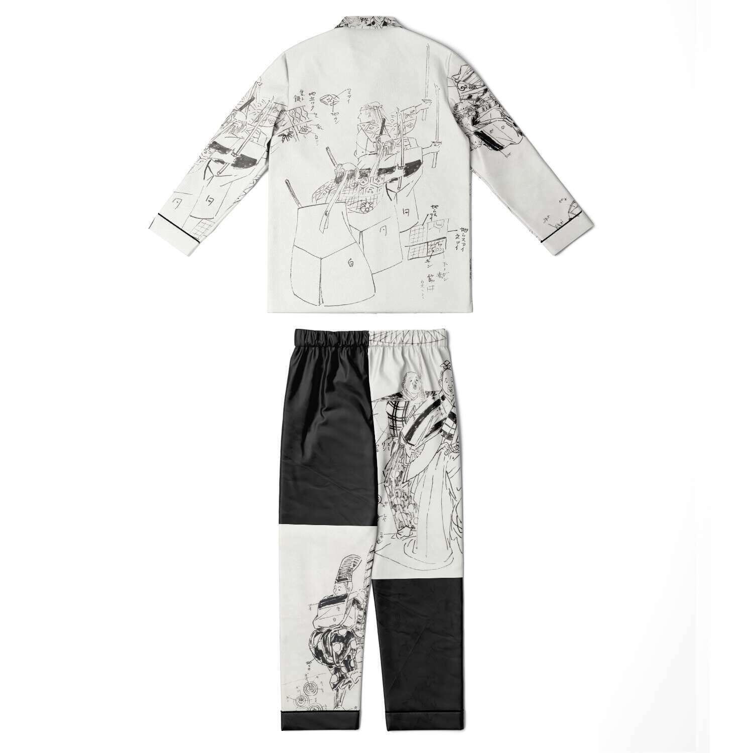 Japanese Pajama Inspired from Japanese dance-drama Men's Satin Pajamas - AOP Subliminator 