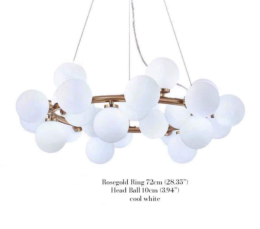 Globe Cluster Chandelier Marie Antonette Rose Gold and Cool White 