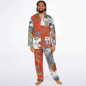 Japanese Pajama Design Bijutsu Sekai (1893-1896) by Watanabe Seite and Japanese girls by Ide Tama River (1847) by Utagawa Kuniyoshi Men's Satin Pajamas - AOP Subliminator 