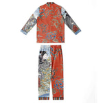 Japanese Pajama Design Bijutsu Sekai (1893-1896) by Watanabe Seite and Japanese girls by Ide Tama River (1847) by Utagawa Kuniyoshi Men's Satin Pajamas - AOP Subliminator 