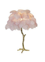 Contempory Luxury Hollywood Regency Ostrich Table Lamp Marie Antonette Pink feathers All Copper Body 