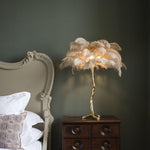 Contempory Luxury Hollywood Regency Ostrich Table Lamp Marie Antonette 