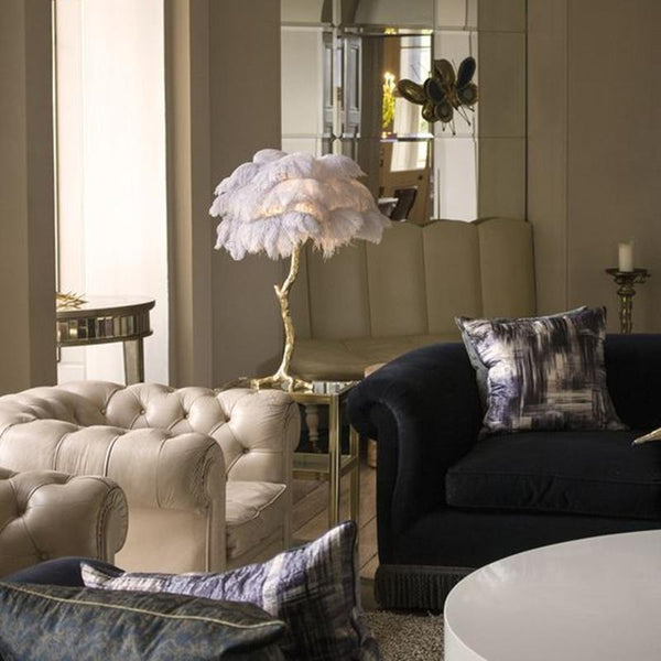 Contempory Luxury Hollywood Regency Ostrich Table Lamp
