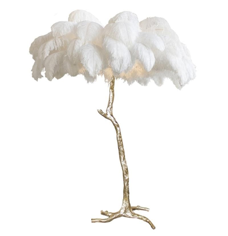 Hollywood Regency Brass Ostrich Feather Lamp floorlamp Marie Antonette 