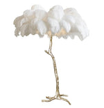Hollywood Regency Brass Ostrich Feather Lamp floorlamp Marie Antonette 