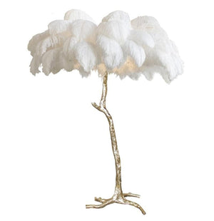 Hollywood Regency Brass Ostrich Feather Lamp floorlamp Marie Antonette 