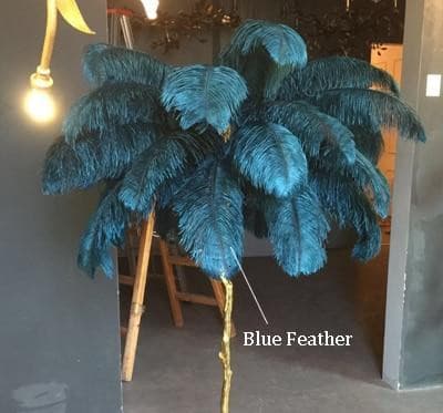 Hollywood Regency Brass Ostrich Feather Lamp floorlamp Marie Antonette No 5 Small W110cm H160cm 