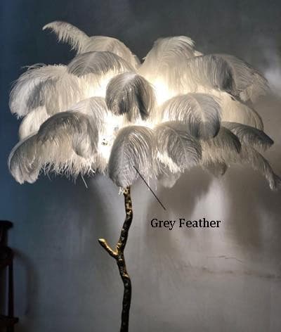 Hollywood Regency Brass Ostrich Feather Lamp floorlamp Marie Antonette No 6 Small W110cm H160cm 