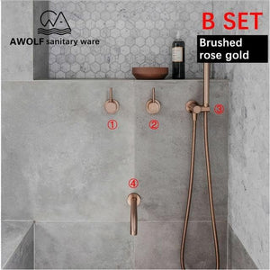 Audrey Bathroom Shower Set Marie Antonette Brushed rose gold B 