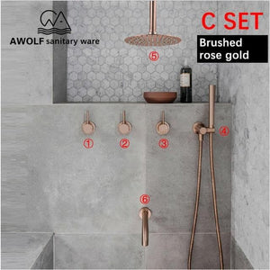 Audrey Bathroom Shower Set Marie Antonette Brushed rose gold C 