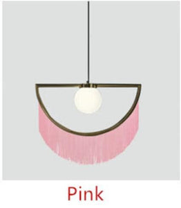 La Frange Pendant Light pendant Marie Antonette Pink Fringe 38x34cm (14.96" x 13.38" inches) Warm light