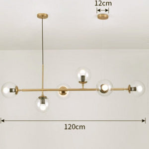 Linear Globe Suspension Light Marie Antonette Gold lamp clear glas with warm white LED 