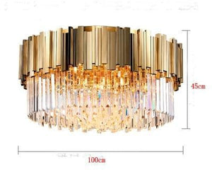 Montpellier LED Crystal Chandelier Marie Antonette K9 Clear Crystal W 100cm H45cm |W 39.37” H 17.72”| Gold Lamp body