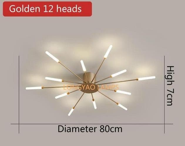 Aria LED Flush Mount Ceiling light Marie Antonette Golden 12 Heads Neutral light 