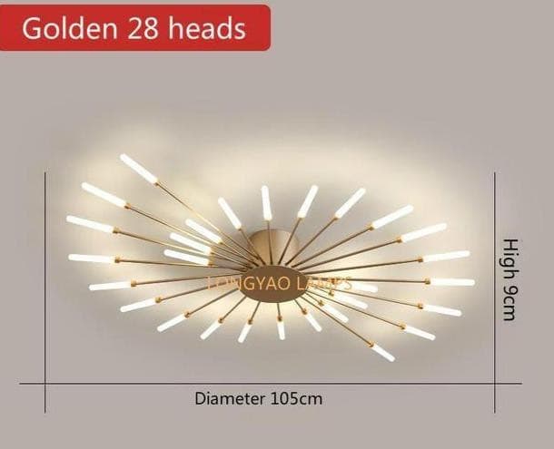 Aria LED Flush Mount Ceiling light Marie Antonette Golden 28 Heads Neutral light 