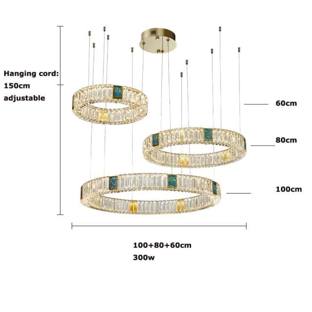 Gallici Suspension (Crystal LED light) Marie Antonette 100 80 60cm 2 Gold White light