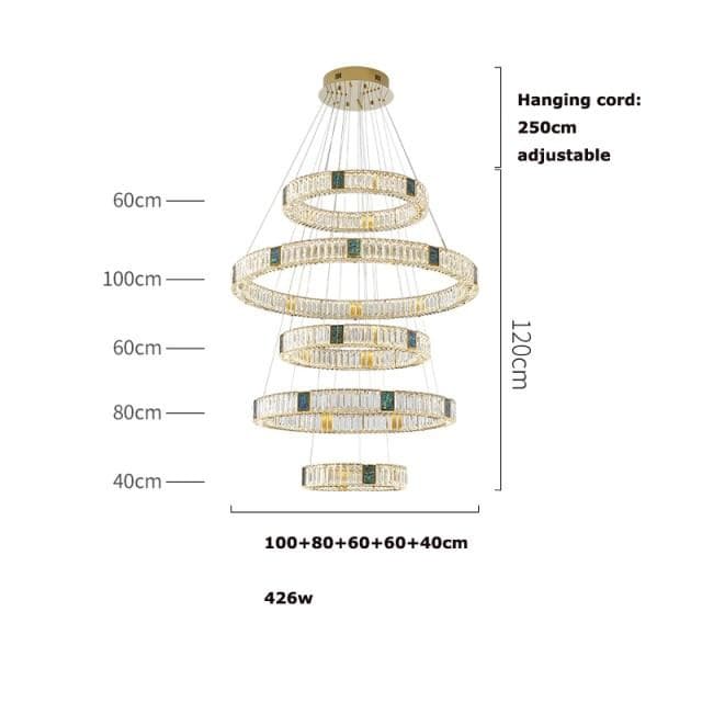 Gallici Suspension (Crystal LED light) Marie Antonette 5 ring Gold White light