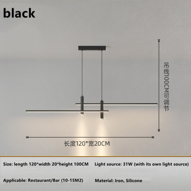 Ligne LED Suspension Light Marie Antonette Black 120 cm (47.24") Black frame Warm white